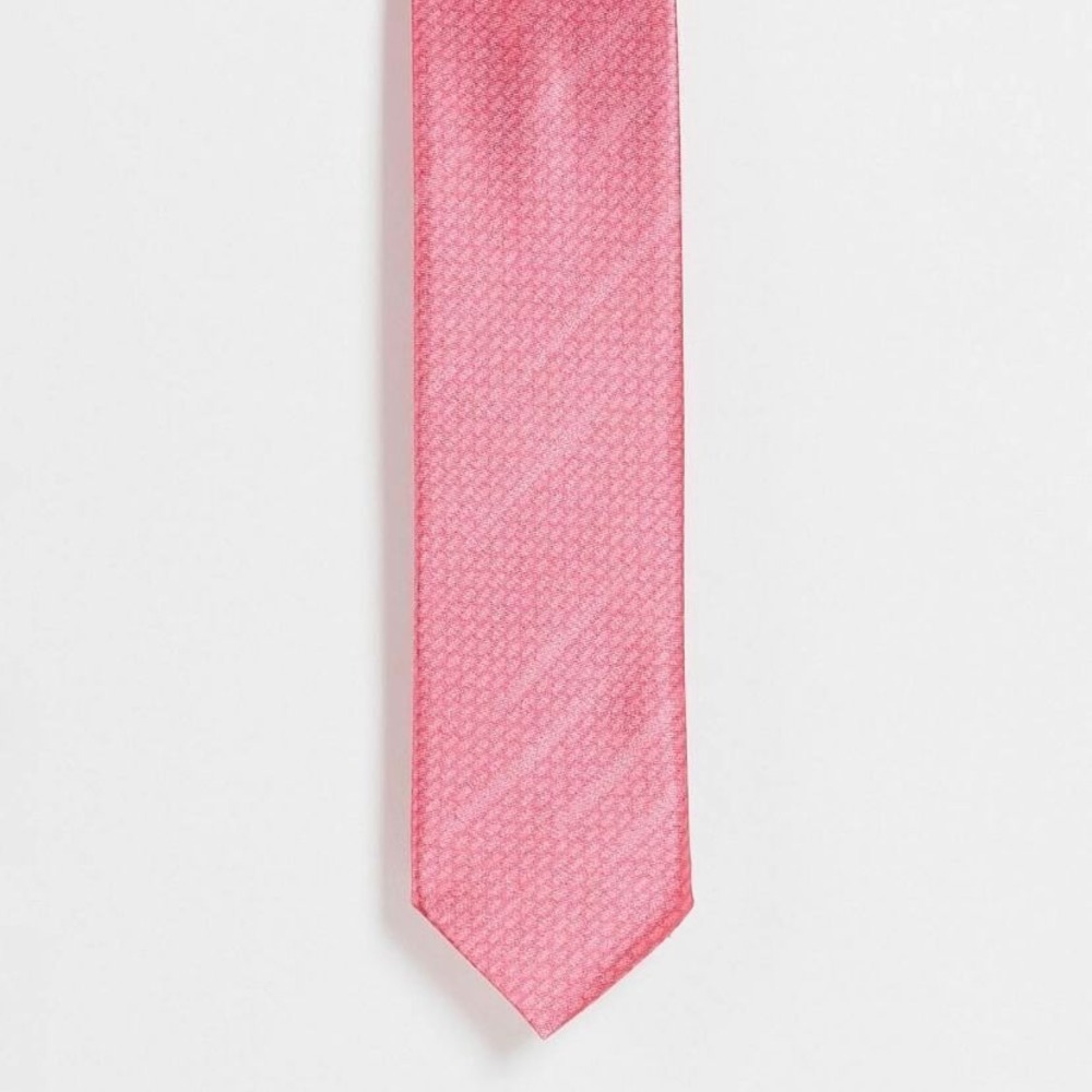 Bolongaro Trevor Mens Textured Micro Pattern Silk Blend Tie Coral Pink
